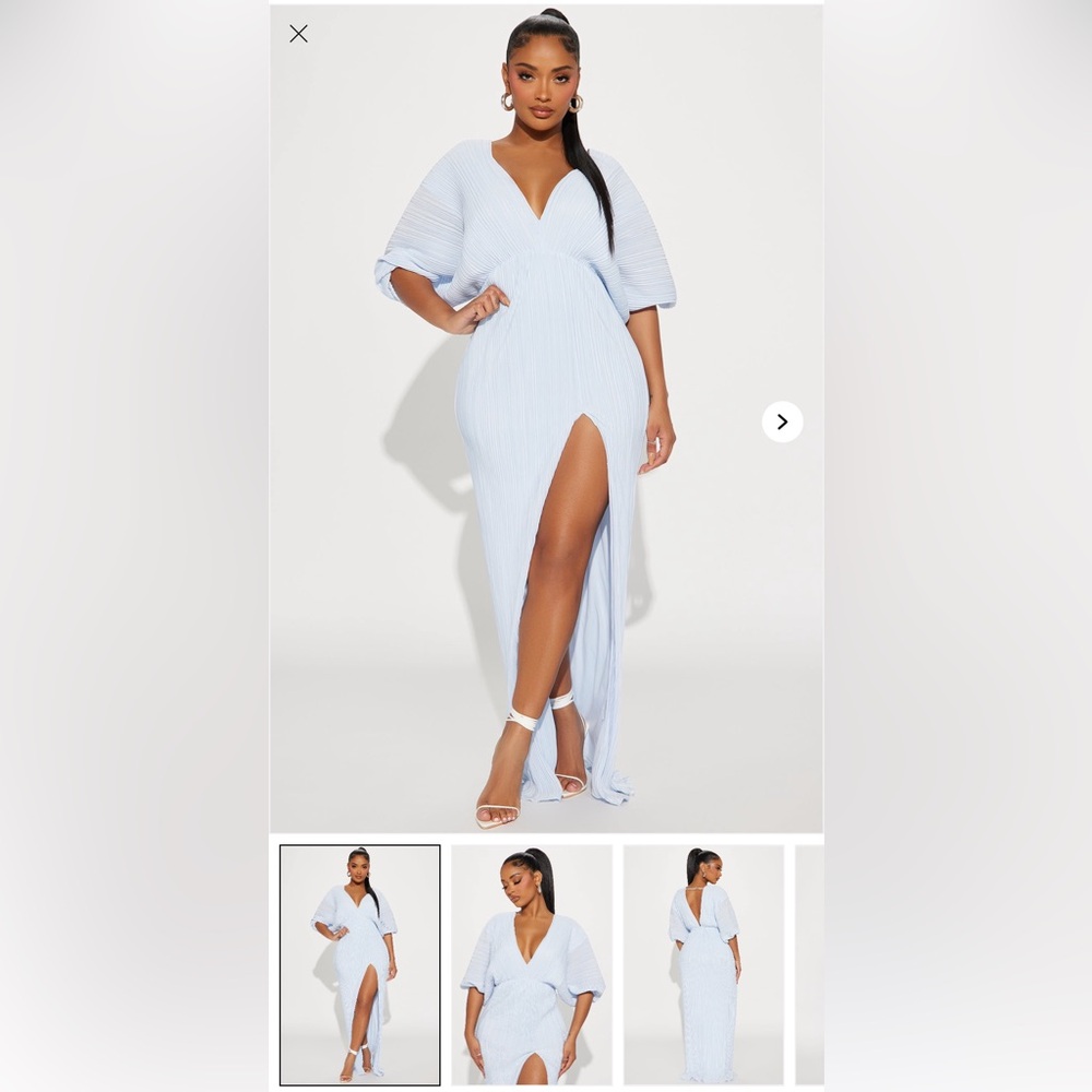 Elegant Sky Blue Maxi Skirt with Slit